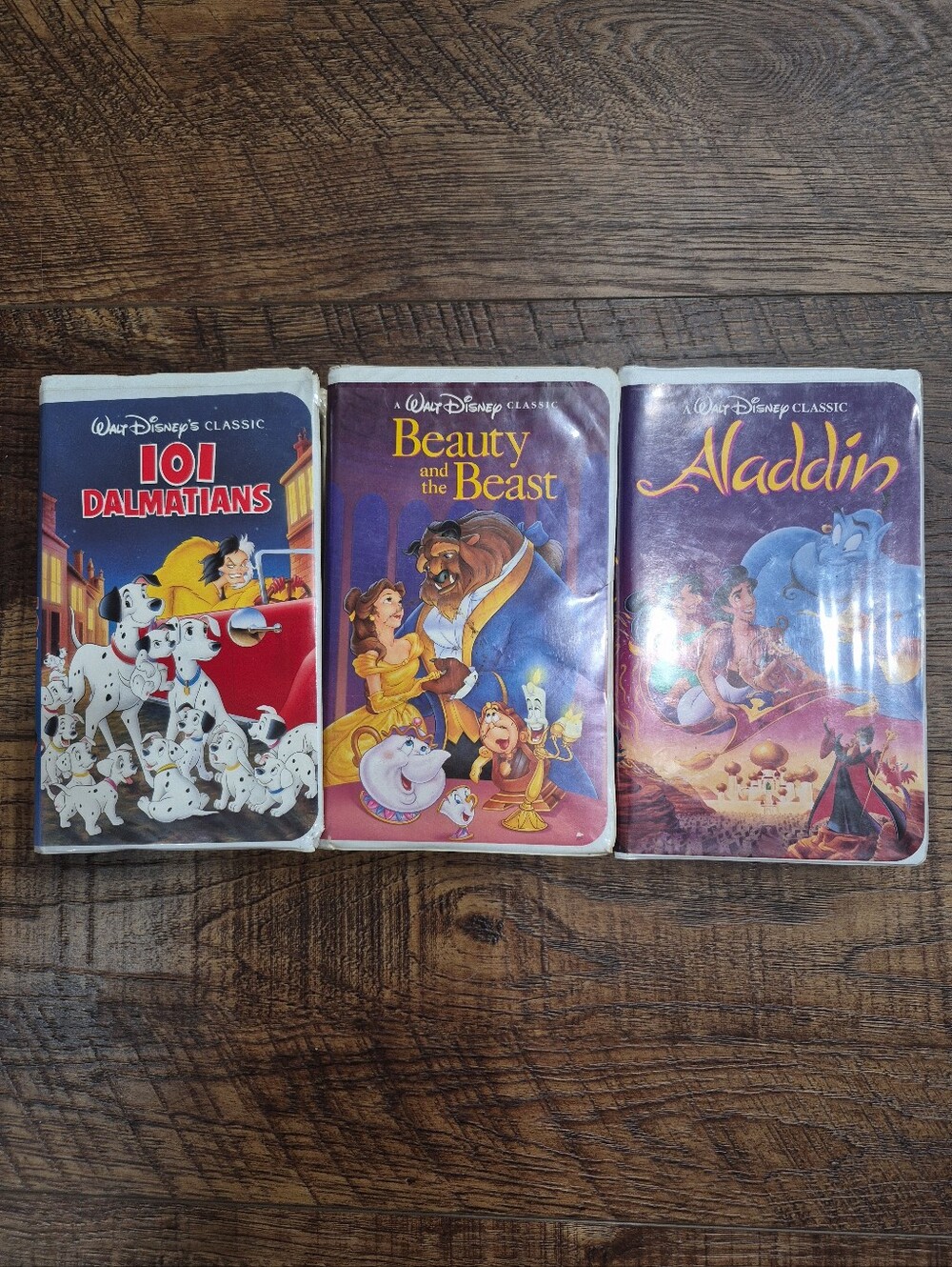 Vintage Disney The Classics VHS Lot Aladdin, Beauty & The Beast 101 Dalmatians